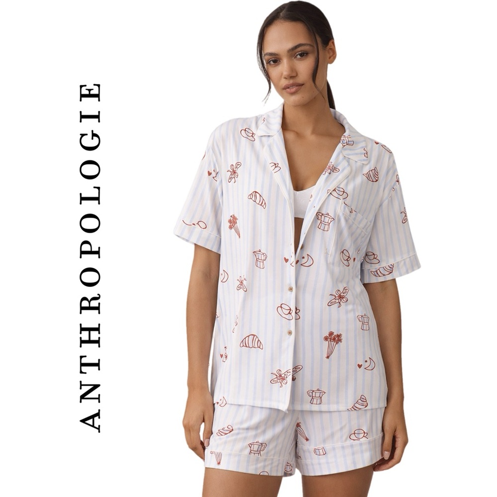 Anthropologie LyreBird ModaLuxe Short Sleeve Pajama Shirt